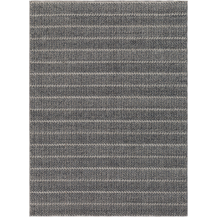 Foundry Select Nya Striped Charcoal Indoor / Outdoor Area Rug Wayfair